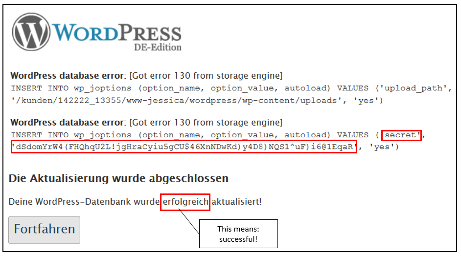 WordPress database error